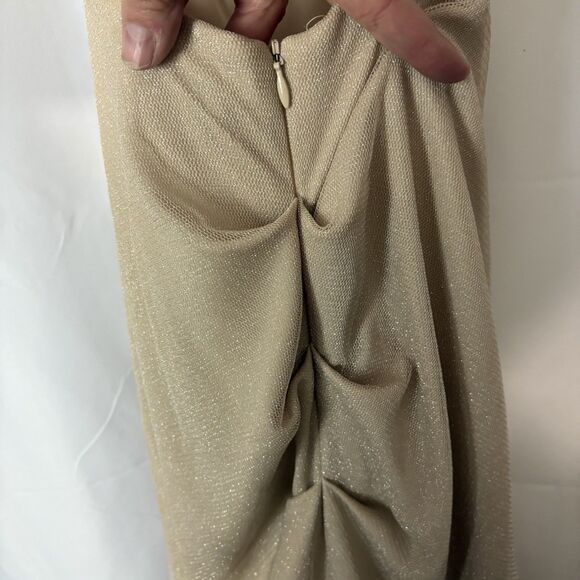 Blondie Nites Prom Formal Dress Nude Tulle Glitter Backless Mermaid Bodycon Sz 3 - Picture 9 of 12